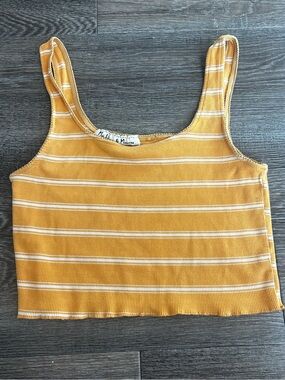 Orange Striped Ribbed Crop Tank Top by Madeline & Monroe
